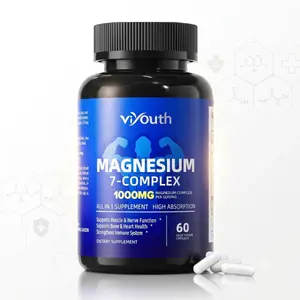 Magnesium 7 Complex Supplement with 7 Forms of Magnesium Glycinate Malate Chelate Aspartate Orotate Taurate and Citrate plus Zinc Vitamin D3 and Vitamin B6 for Sleep Muscle and Relaxation Support 60 Capsules