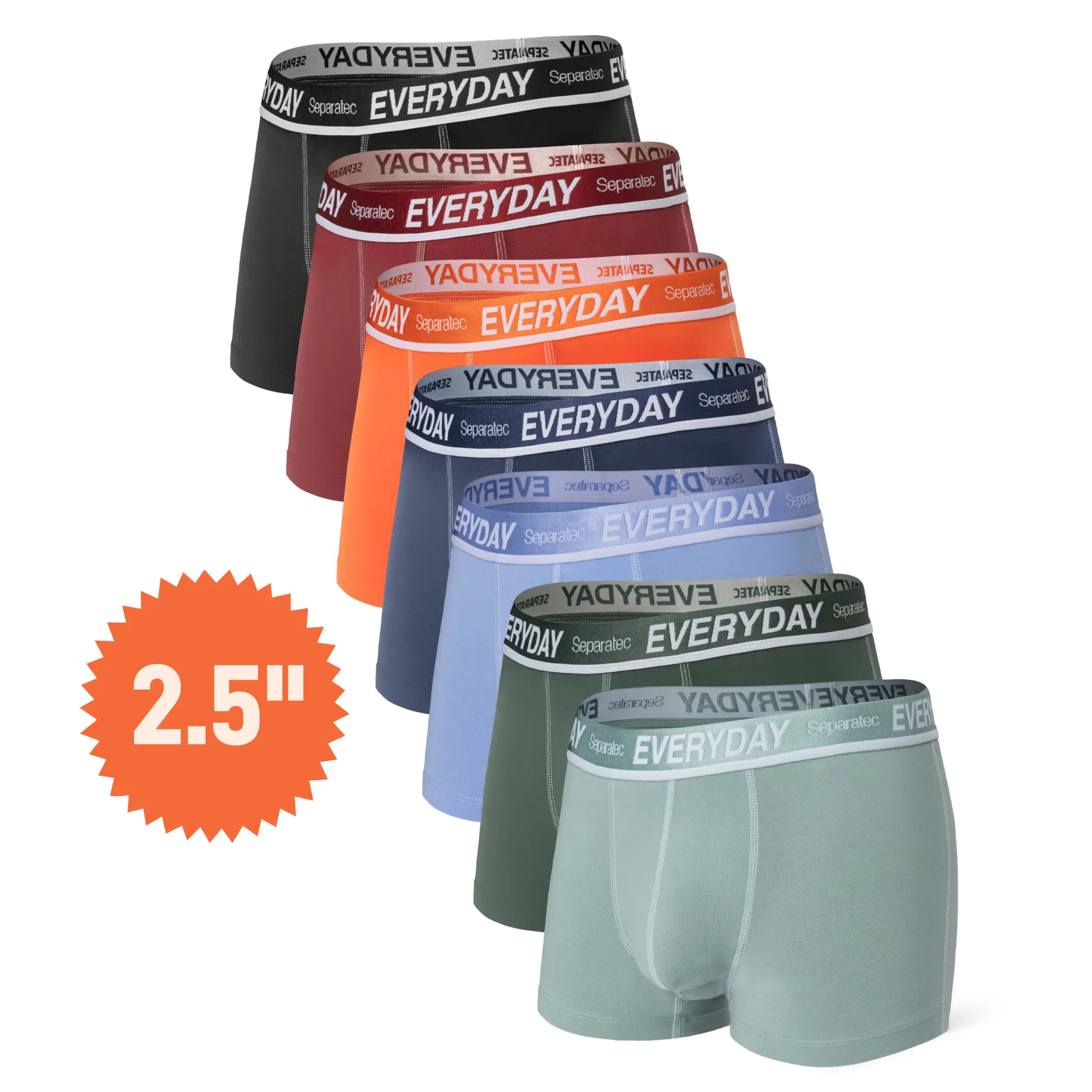 Assorted Colors -2.5" Inseam -7 Pack