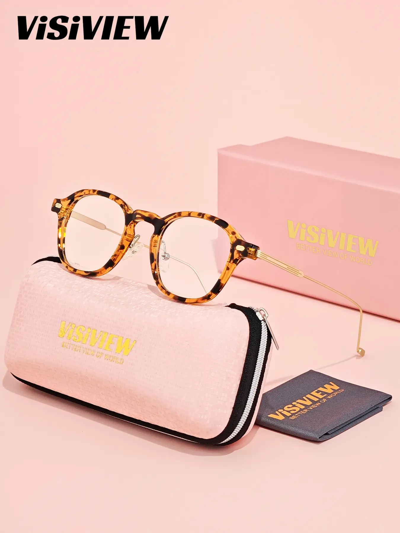 VISIVIEW Unisex High-End Craftsmanship Full Frame Plano Glasses Play Golf Round Frame Anti-blue light Plano Glasses