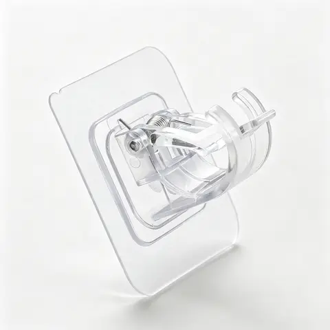 Drill-Free Self-Stick Curtain & Shower Rod Support Clip - No Brackets Curtain Mount, No-Drill Tension Pole Holder, Wall-Mounted Home Utility Accessory, Drill-Free Pole Holders, No Brackets Curtain Mount Pole Holders