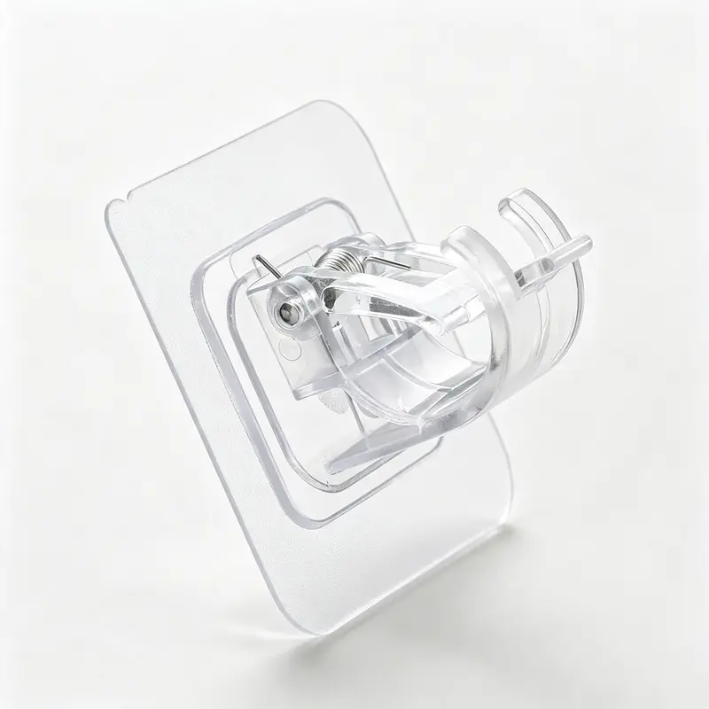Drill-Free Self-Stick Curtain & Shower Rod Support Clip - No Brackets Curtain Mount, No-Drill Tension Pole Holder, Wall-Mounted Home Utility Accessory, Drill-Free Pole Holders, No Brackets Curtain Mount Pole Holders