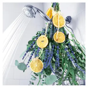 SAGAETR 5 Kinds Mix Dried Eucalyptus & Lavender Flowers Bundle for Shower 15''-17'' Natural Real Fresh Preserved Eucalyptus Leaves and Lemon Hanging Plants Home Bathroom Decor Fragrance