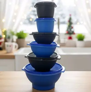 set of (6) pieces servalier bowls navy blue and light blue.