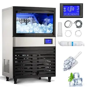 GARVEE Commercial Ice Maker: Stainless Steel, 110-150lbs/24H Capacity, 26-30lbs Bin, Automatic Cleaning, Low Noise, LCD Panel, Ideal for Home, Bar, Restaurant, Hotel Use, Under Counter and Freestanding Options