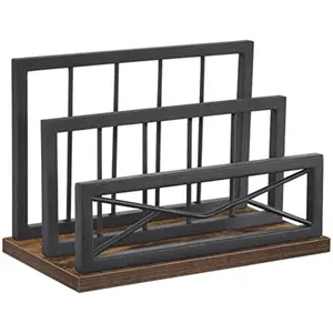 Desktop Mail Organizer Desk Mail Organizer with 2Slot Matte Black Metal Desktop Mail Sorter Metal Storage File Holder Letter Sorter Organizer for Home or Office Rustic Brown