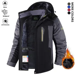 Men's winter sports jacket windproof, high-quality breathable polyester wool lining, detachable hood with adjustable cuffs, multi pocket skiing, hiking, fishing, mountaineering jacket can be paired with raincoatRAIMENTRY