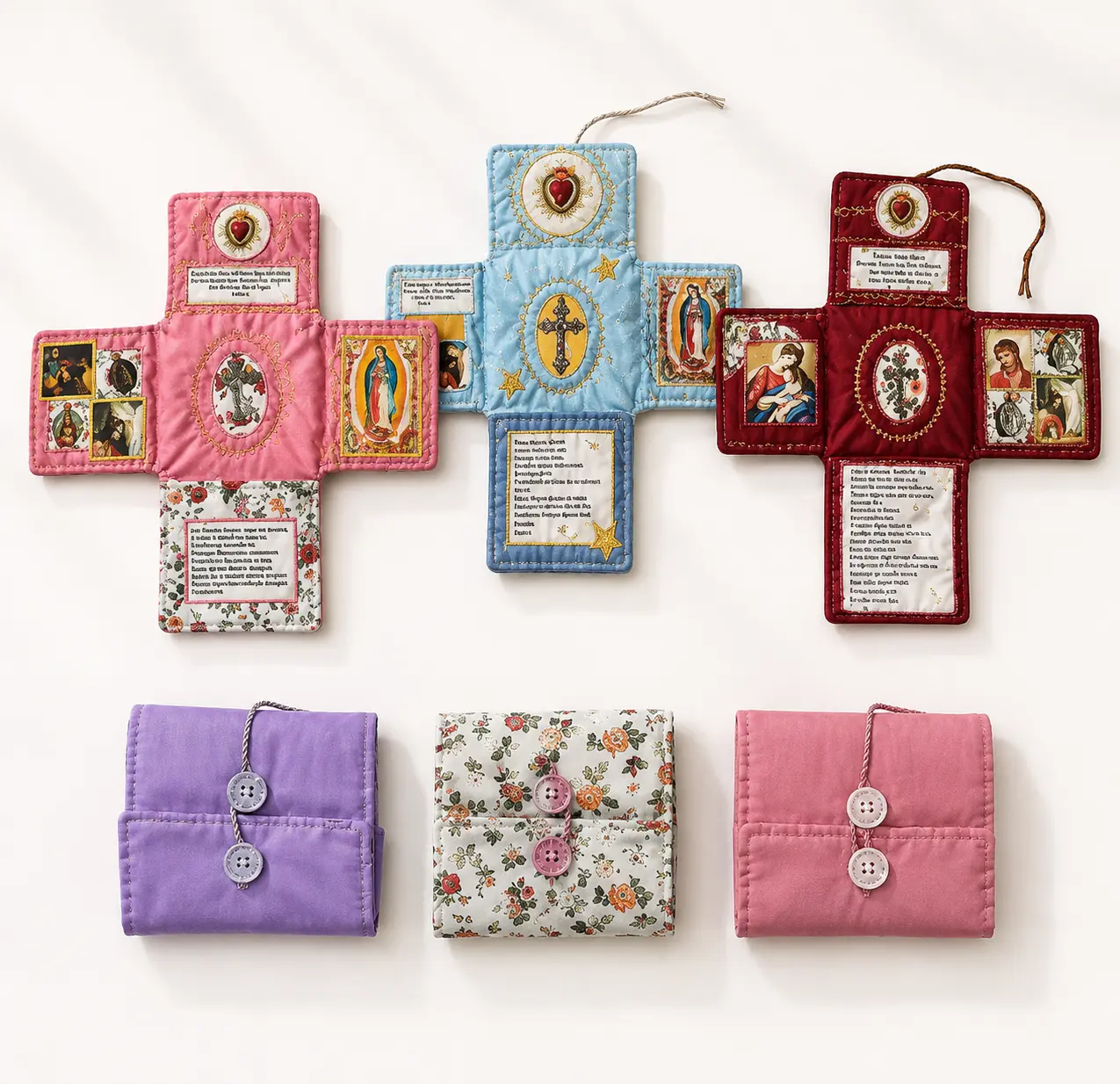 Handmade Pocket Prayer Cross - Catholic Christianity Religious Decor, Mini Folding Shrine with Jesus Artwork, Travel Devotion Kit for Home Decor & Church Gifting