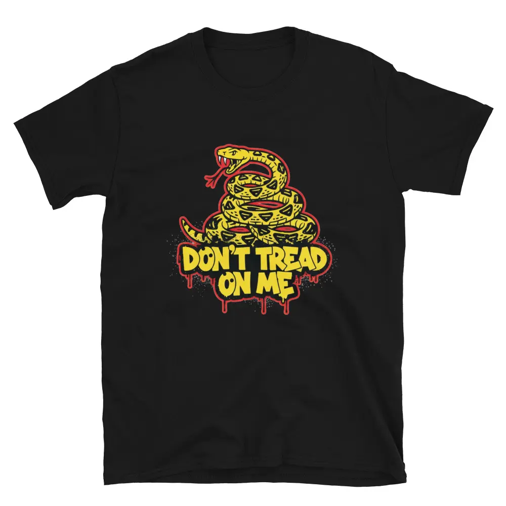Men's Classic Casual Cotton Short-Sleeve T-Shirt, Urban Gadsden Snake Graphic - Don't Tread On Me, Splatter Design