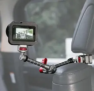 Fifield GS009B 11" Adjustable CNC Technology Heavy Duty car seat mounting Bracket, Action Camera Smartphone Motorcycle Rearview Mirror Desk Pole Clamp Holder Mounts Kit,Compatible wit 360 camera filter digital camera accessories Clip Rubber