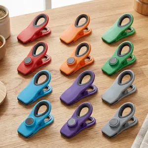 Magnetic Chip Clips 12 Pack Airtight Food Bag Clips Sealing Clips for Snacks Kitchen Storage Multicolor