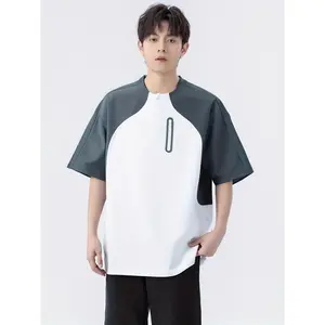 NewBdhjydb Men's & Women's Moisture-Wicking Quick-Dry Color Block Contrast T-Shirt - Summer Outdoor Sports Tee with Zipper Pockets, Regular Fit Casual Shirt for Hiking, Gym & Daily Wear