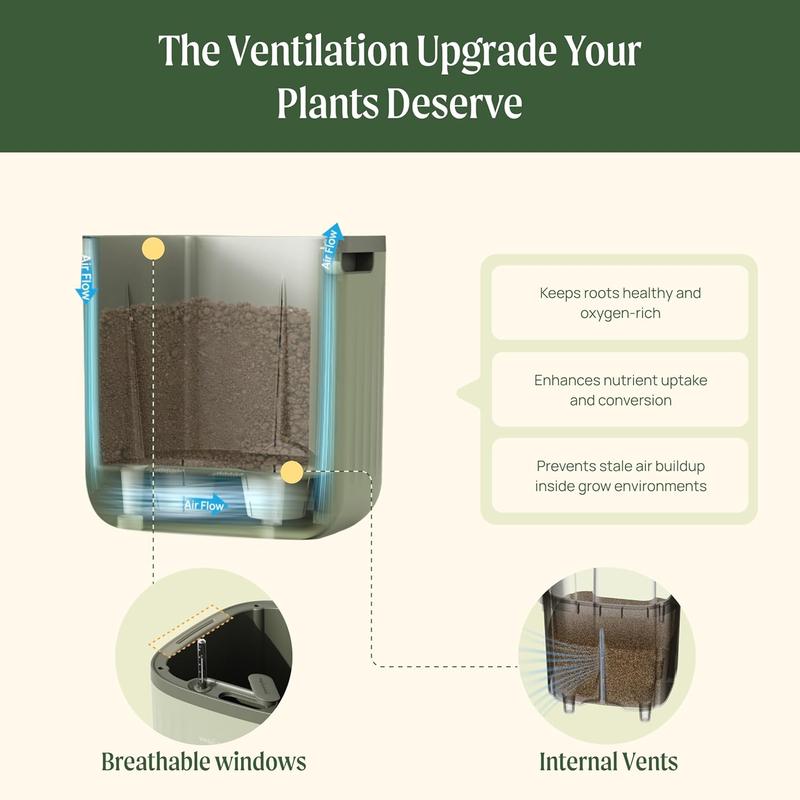 Vego Garden Self-Watering Pots for Indoor Plants with Built-In Water Gauge & Rolling Casters - Modern Decorative Planters for Beginners & Easy Care