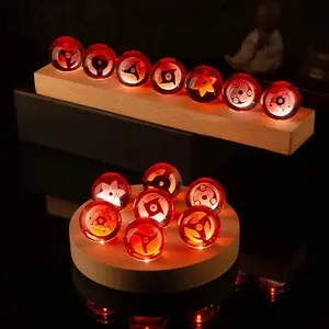 Naruto-Inspired 7 LED Crystal Ball Ornament, Sharingan-Themed Desktop Figure Led Decorative Lights, Creative Gift for Japan Ninja Fans, Festive Home & Party Decoration,summervibes USB-Powered Lamp