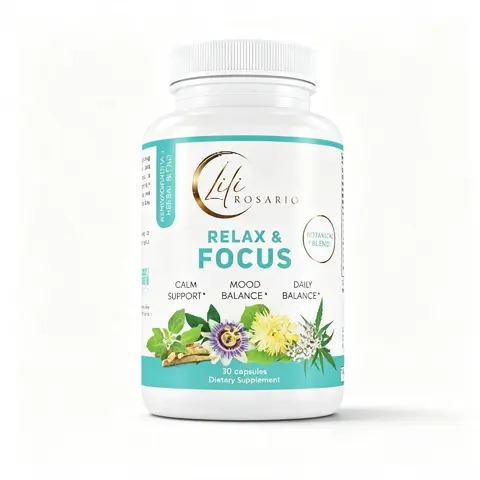 LILI ROSARIO RELAX & FOCUS | ASHWAGANDHA + HERBAL BLEND | DIETARY SUPPLEMENT | 90 CAPSULES