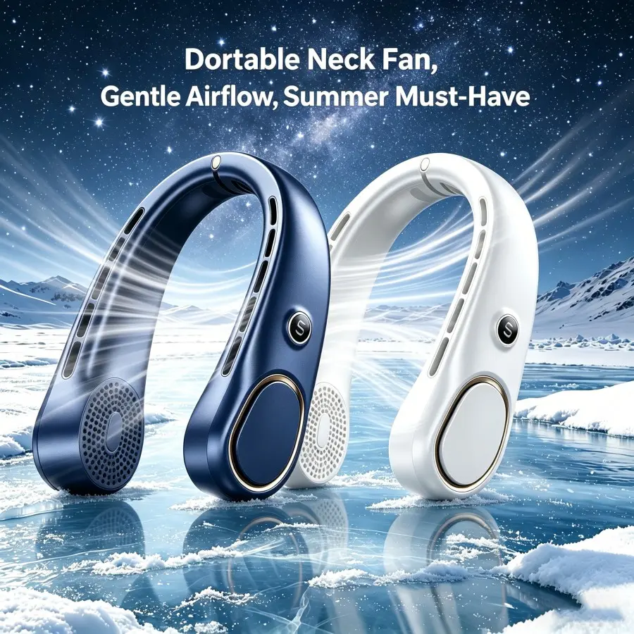 Portable Neck Fan, Hands Free Bladeless Fan, 5 Speeds,3000 mAh Battery Operated Wearable Personal Fan,Twistable, Rechargeable Hanging Neck Fan