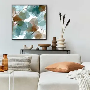 212 MAIN 24x24 in. Brown-Framed Translucent Leaves Wall Print Photo, Nature-Inspired Home Decor Artwork for Room Accent
