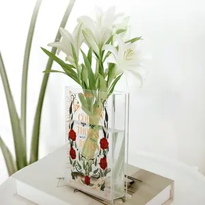 1pc Transparent Acrylic Book Vase | A Court of Thorns and Roses Velaris City Acotar Book Shaped Flower Holder Bookshelf Decor Gift Contemporary Geometric Style