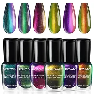 Morovan Fingernail Nail Polish Set: Holographic Metallic Ombre Lacquer Air Dry Nail Polish Regular Nail Pack 0.27oz Glitter Finger Nail Bulk Toenail Polish Kit Halloween Fall Gift for Women