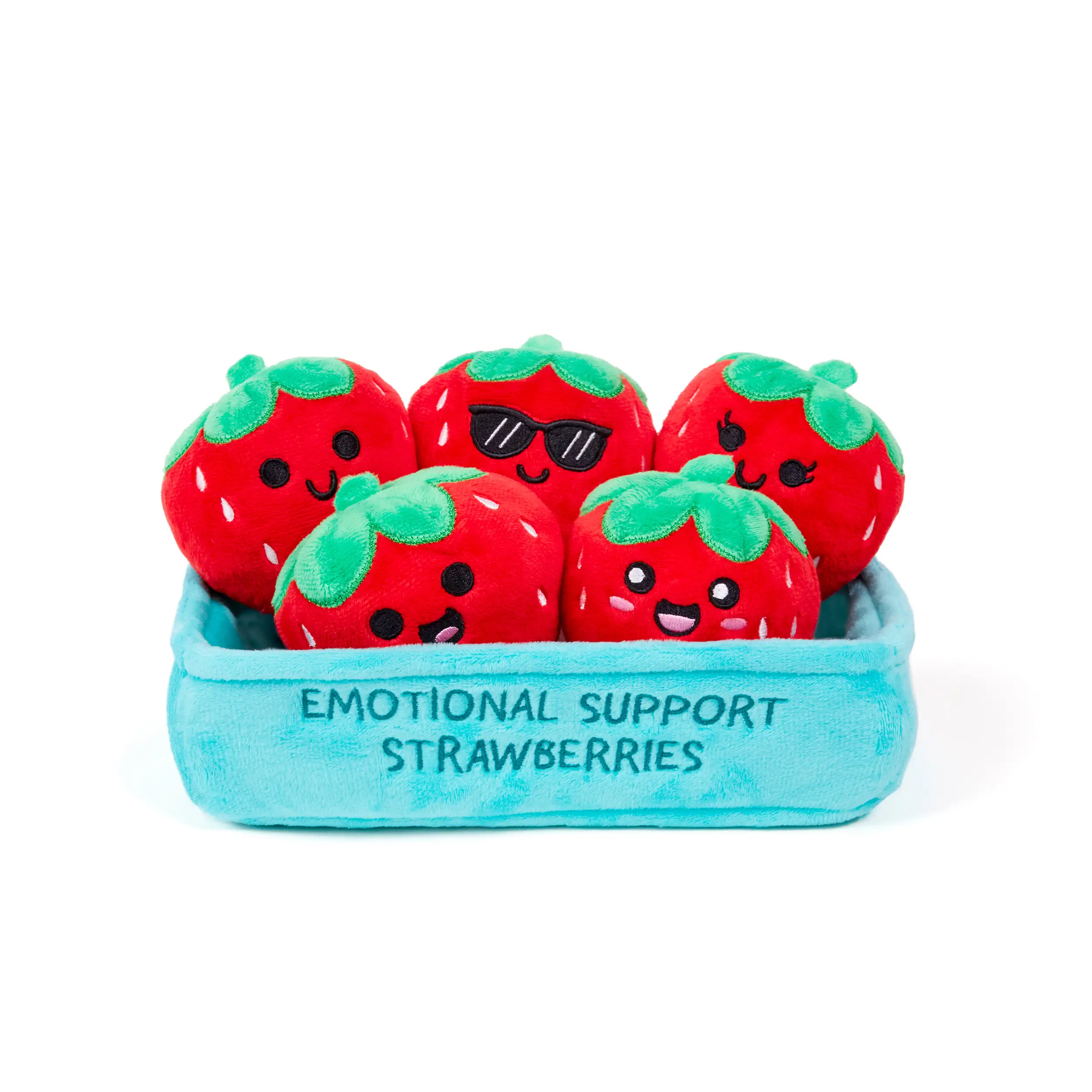 Emotional Support Strawberries - 5 Plush Fruit Toys | Cute & Squishy Gift for All Ages
