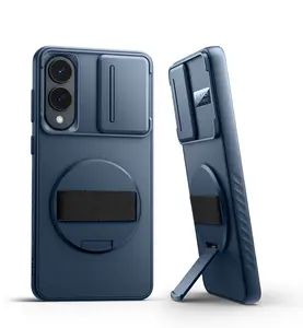 SURITCH for Samsung Galaxy S25 Edge Case with 360° Rotatable Hand Strap Phone Grip & Invisible Kickstand & Slide Camera Cover, Rugged Shockproof Protective Cover for S25 Edge