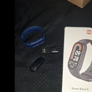 Smart Band 8 - Blue Fitness Band with USB Cable Included as Shown in Image