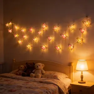 20LED Outdoor Butterfly Fairy Lights, 300cm Romantic String Lights for Indoor Bedroom Decoration, Outdoor Garden Valentine'S Day, Wedding Party Decor, 8 Flashing Modes, Battery Not Included