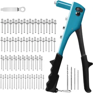 Rivet , Rivet  Kit, Pop Rivet , 80 count Metal Rivets and 4 Drill Bits, Heavy Duty Hand Riveter, Rivet  Tool for Metal, Automotive, Blind Rivets 3/32" 1/8" 5/32" 3/16"