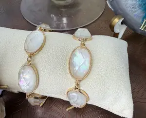 White Abalone Shell Semi Precious Stone Bracelet