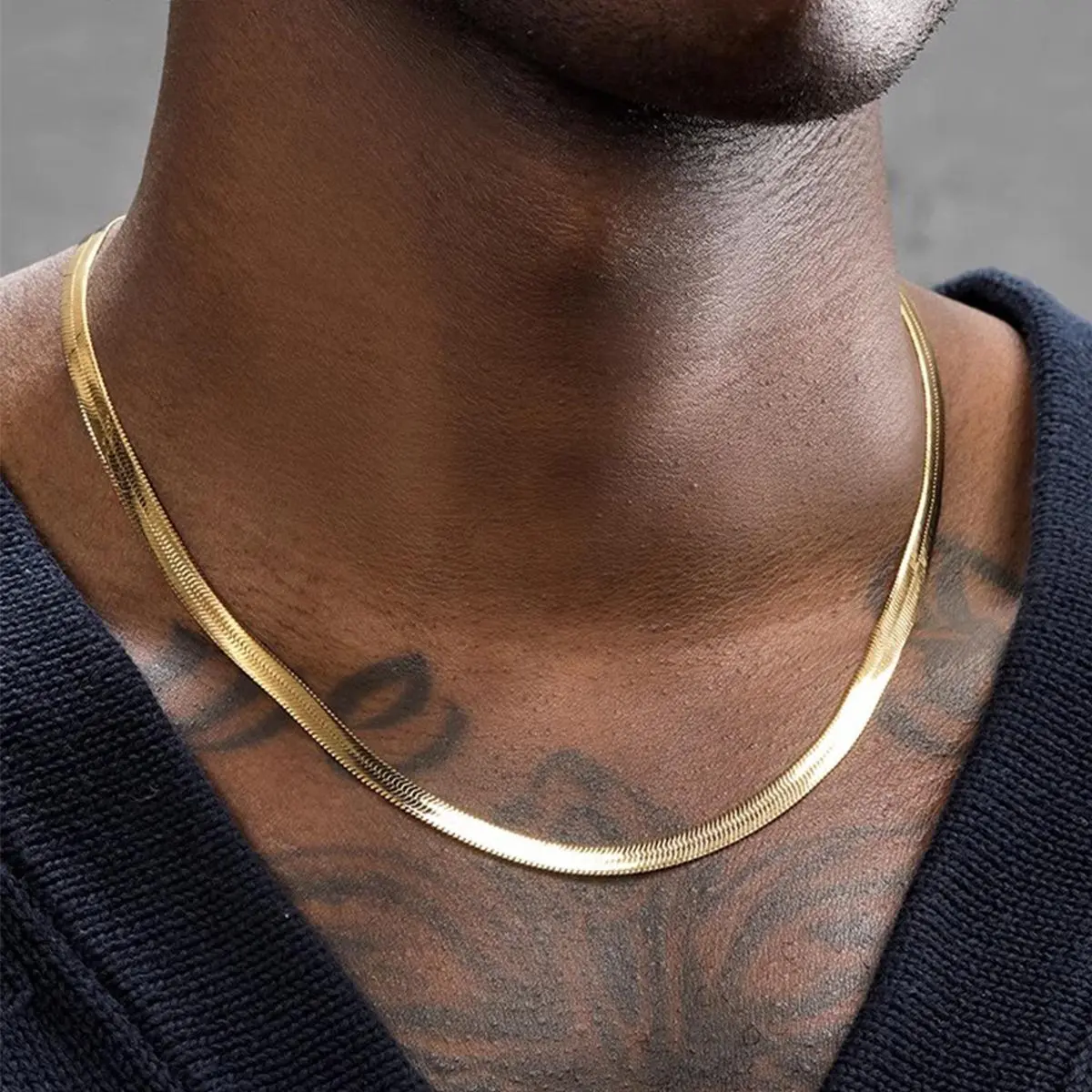Men's Stainless Steel Snake Chain & Link Necklaces, Wear-Resistant, Anti-Oxidation, Streetwear Style, Casual Trendy Jewelry, Casual Gifting Accessory