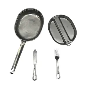 USGI Stainless Steal Mess Kit with Knife/Fork Utensils - Made in USA