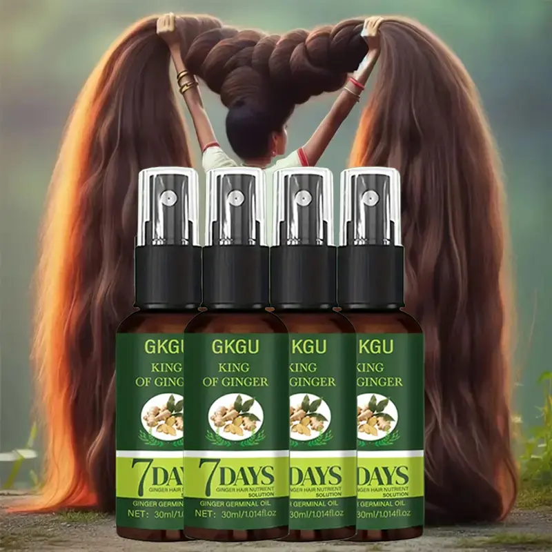 Ginger Hair Oil, Biotin Hair Serum, 7-Day Ginger Nourishing Scalp Massage for All Hair Types, Hydrating Hair, Hair Growth Oils, Nourishing Hair Treatment, Hair Care Products, Valentine's Day, Mother's Day Gift for Women, Men
