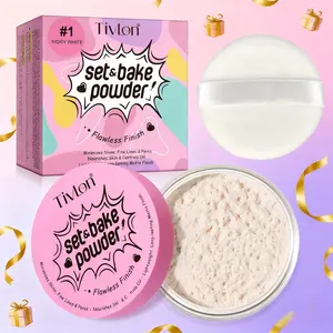 Fashion Face Powder Set with Rice Flour & Vitamin E, Lightweight Transparent Finish, Nourishing Makeup Setting Powder for Oily Skin