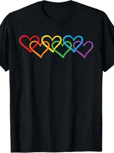 Rainbow Pride Heart LGBTQIA T-Shirt for Men And Women [Stylish Design] Trendy Street Style Women'S Tee Made from Comfortable with Round Neck And Short Sleeves, Featuring Same-Sex Design for Men'S T-Shirts
