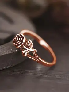 1pc Rose Flower Ring Elegant Engagement Ring For Women Copper Ring Engagement Rings For Wedding Engagement Anniversary Jewelry Valentine's Day Gift