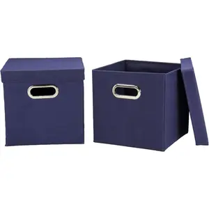 331 Decorative Storage Cube Set with Removable Lids Navy 2Pack