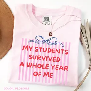Comfort Colors End of Year Teacher TShirt, Last Day of School Tee, Striped Teacher Summer T-Shirt, Teacher Appreciation Gift, Teacher Team Gift
