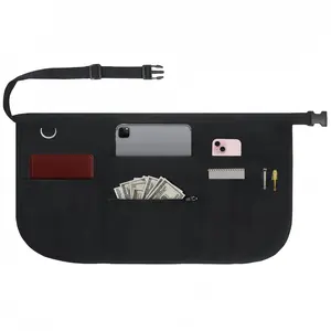 Pockets Server Apron with Buckle Closure & Zippered Money Pouch – Stain Resistant, Black Waitress Apron