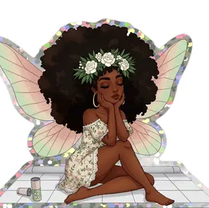 Magical Glitter Fairy Sticker - Beautiful Fairy with Wings and Floral Crown, Perfect for Decorative Use or scrapbooking