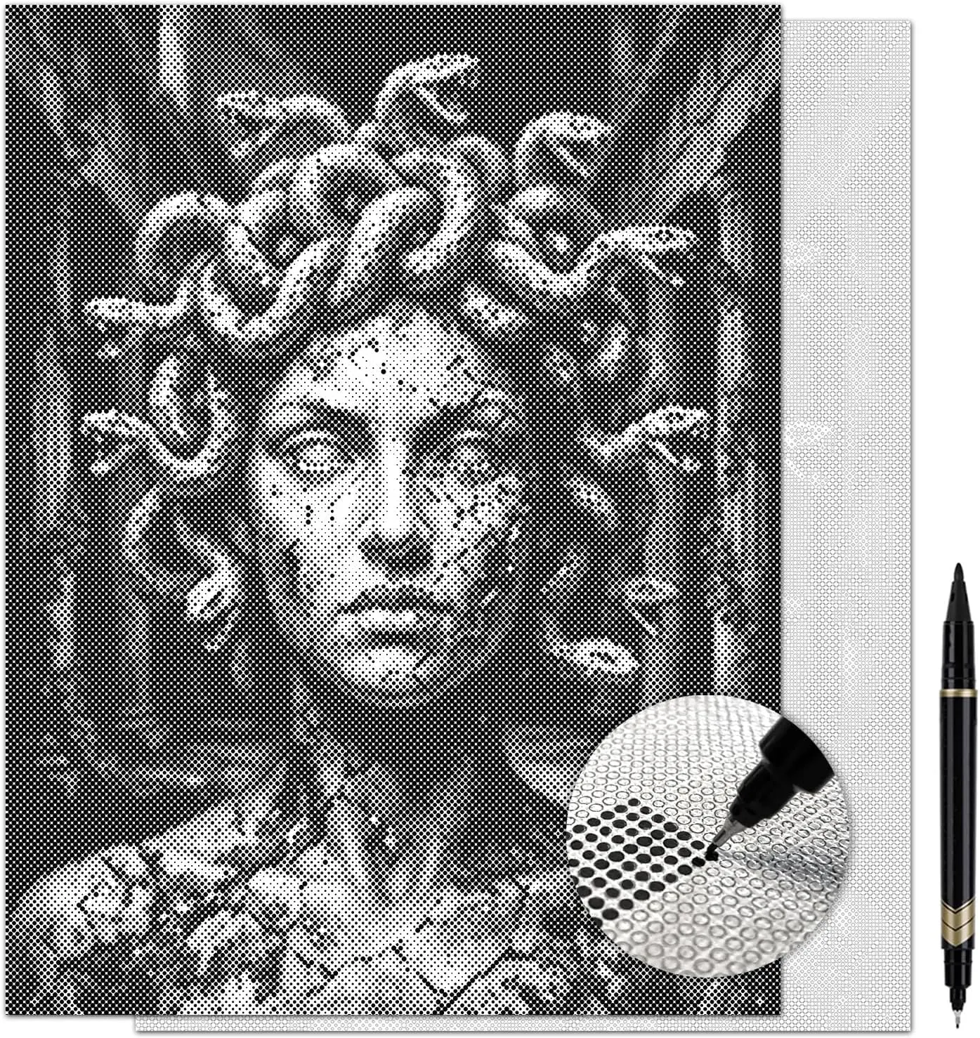 Medusa Dot Painting Kit for Adults — 13×17 Canvas with Dual-Tip Marker