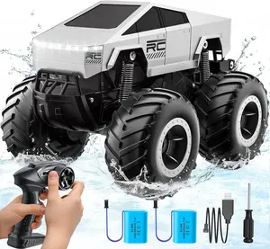 Remote Control Car 4WD Amphibious RC Trucks Toy 1:16 Scale Hobby Monster Truck 2.4GHz Waterproof All-Terrain Off-Road Pick-up Truck with LED Lights for Kids Boys Girls Age 6-12