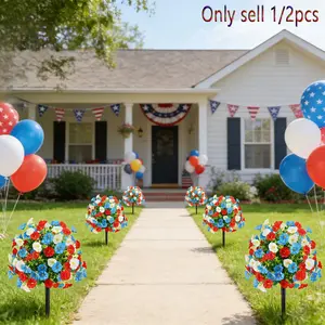 1/2pcs Independent Day Simulation Plant Decoration, Anniversary Festival Floral Decor, Front Door Home Decor, Ground Insert Tree