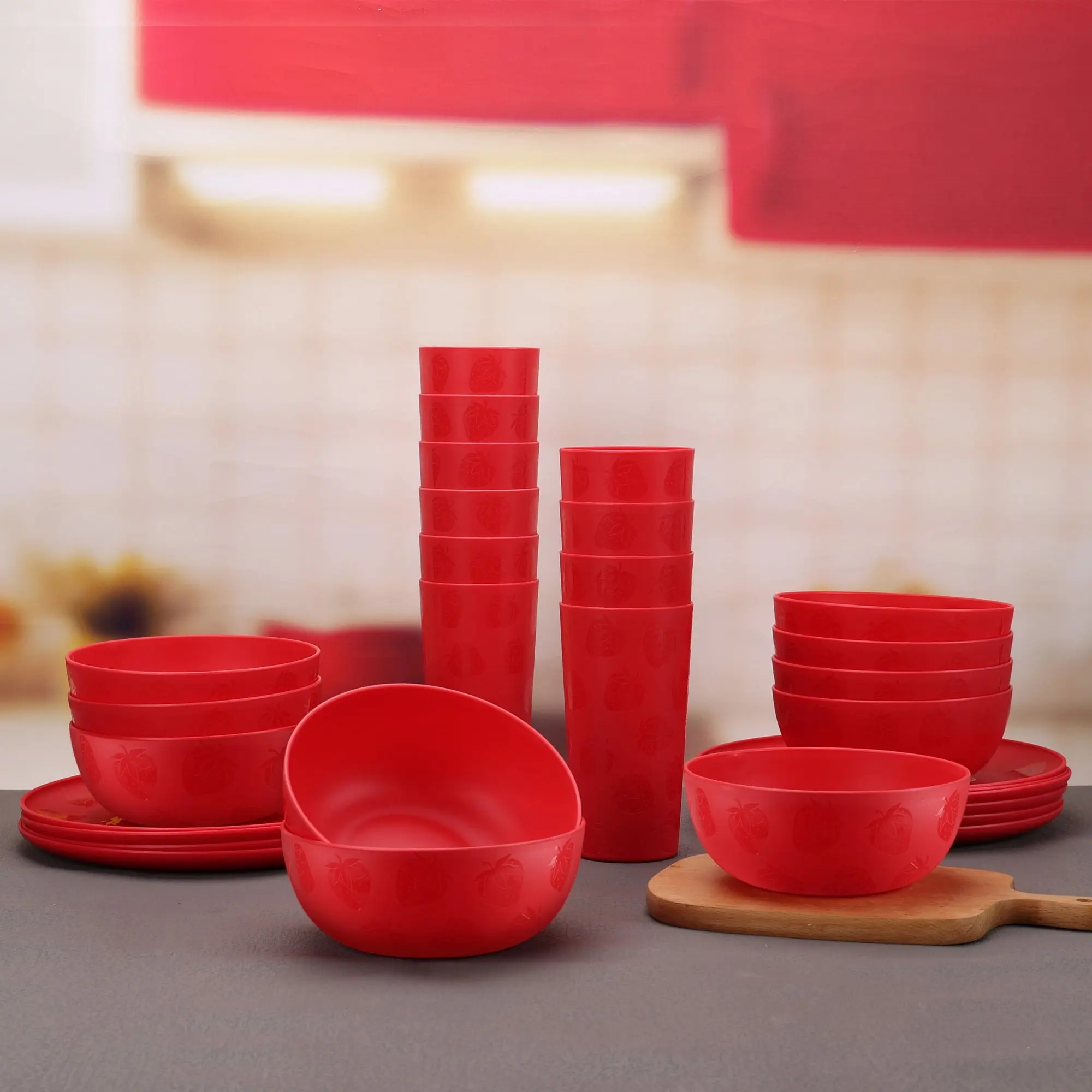 30-Piece Sturdy Round Lightweight Unbreakable Plastic Kitchen Supplies Dinnerware Set for Kids - Mainstays, Dinner Plate, Dessert Plate, Cereal Bowl, Cup, Black