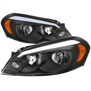2006-2013 Impala/2006-2007 Monte Carlo/2014-2016 Impala Limited Factory Style Headlights w/ LED Strip (Matte Black Housing/Clear Lens)