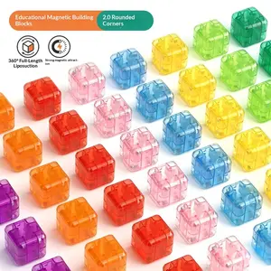 28pcs Magnetic Building Blocks Brick Set, Transparent Rounded Edges, Portable Travel Kit, Stem Learning Educational Toy for Kids Ages 3+, Boys & Girls
