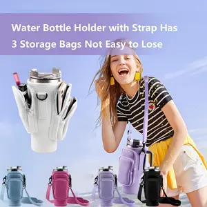 Water Bottle Carrier Bag with Phone Pocket for Stanley Cup 40/30oz,Insulated Neoprene Water Bottle Holder Cross-boday Bag with Adjustable Shoulder & Handheld Strap Stanley Cup Accessories