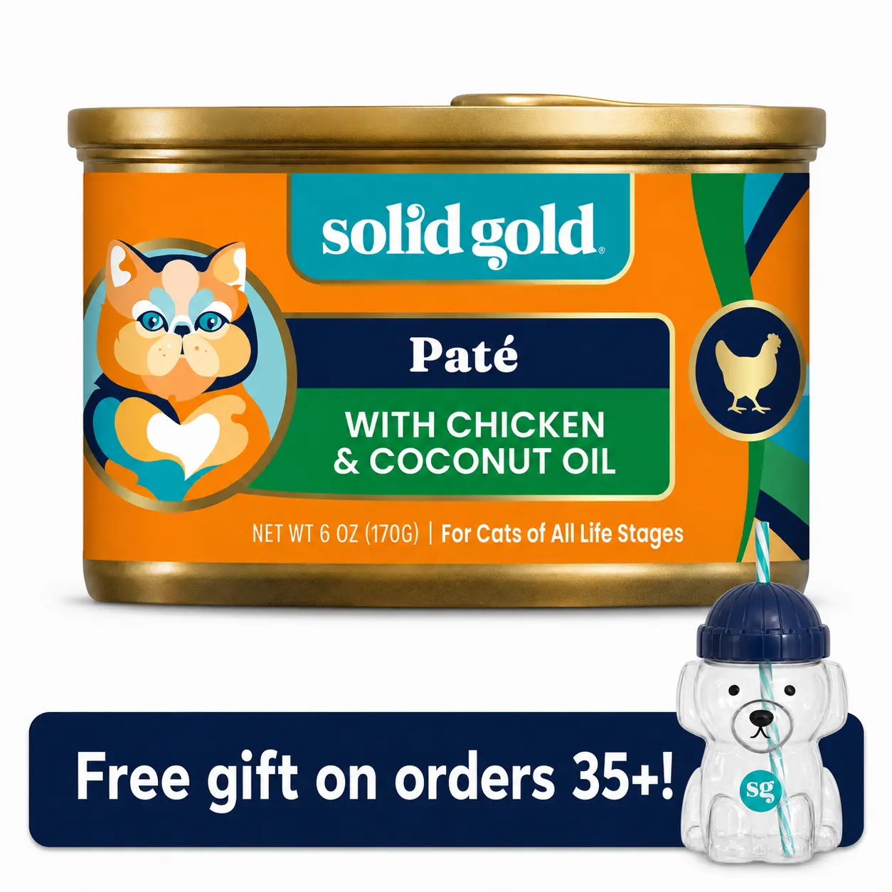 Solid Gold Tropical Blendz™ Chicken Wet Food for Cats - Grain-Free Pate with Chicken & Coconut Oil, Pumpkin, Carrots, Spinach, Taurine, Vitamins, Minerals