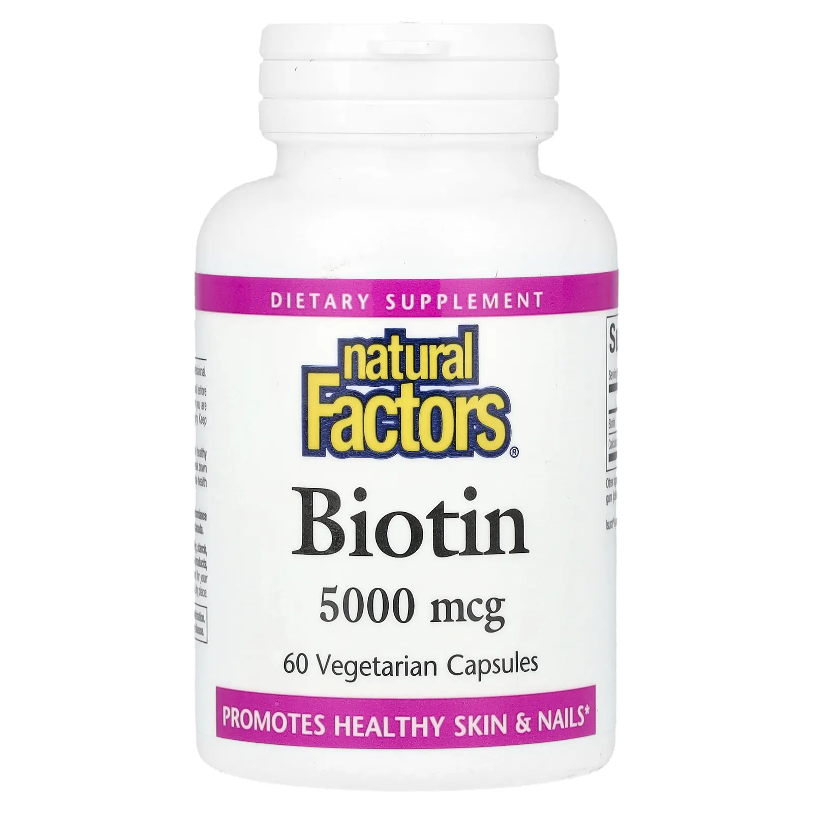 Natural Factors Biotin, 5,000 mcg, 60 Vegetarian Capsules