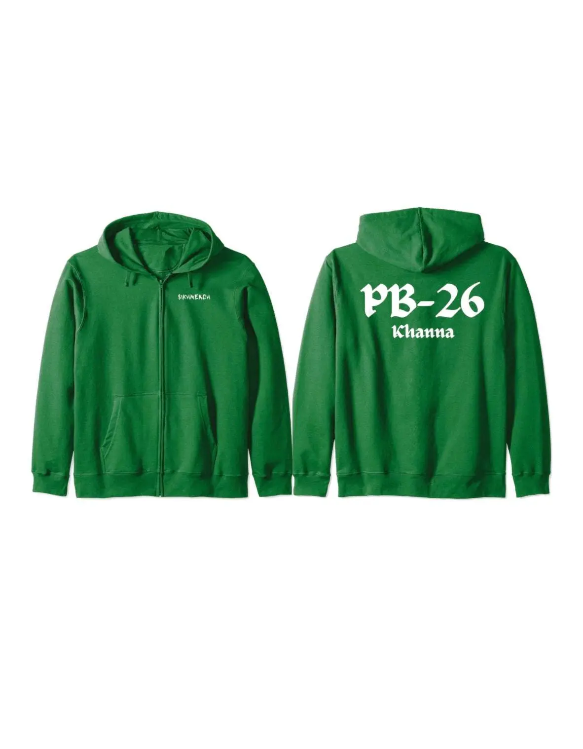Sikhmerch PB-26 Khanna Zip Hoodie Menswear Sleeve Menswear Sleeve Classic Hem Polyester Sweaters