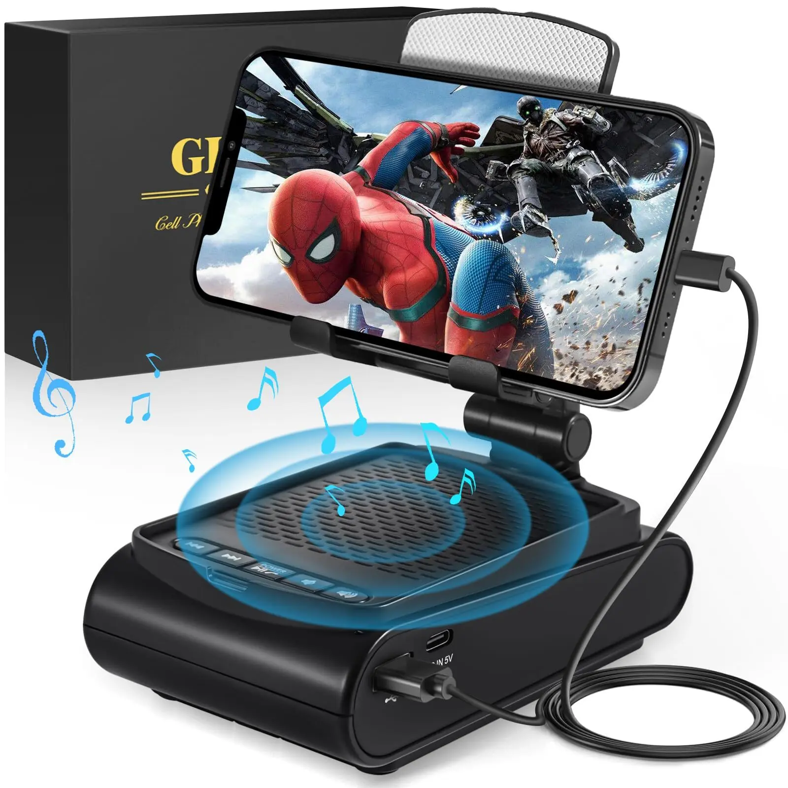 GLOPUS Birthday Gifts for Men Cell Phone Stand with Wireless Bluetooth Speaker and Anti-Slip Base HD Surround Sound with iPhone/ipad/Samsung Galaxy Valentines Day Gifts for Him Cool Gadgets for Men