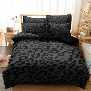 3pcs Dark Leopard Print Fashion Duvet Cover Set 1 Duvet Cover + 2 Pillowcases Without Pillow Inserts, Four Seasons Home Dorm High-Definition Printed Luxury Bedding Set